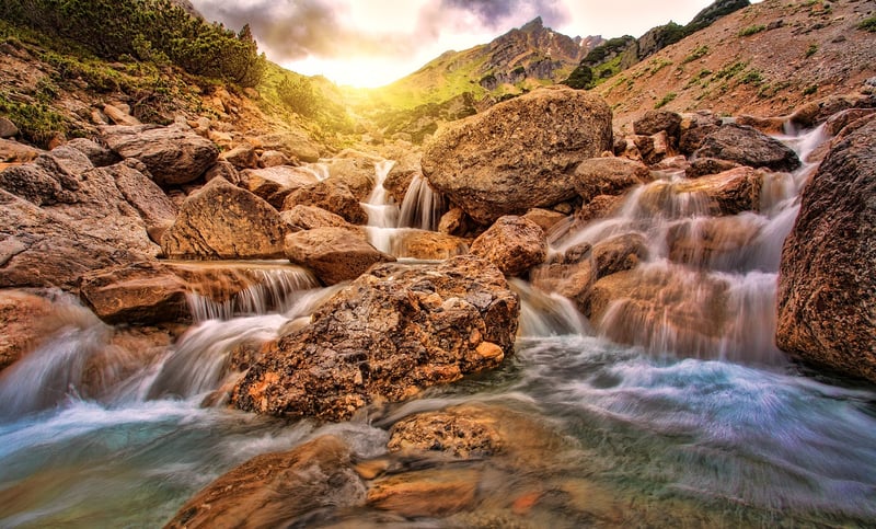 Waterfall in Cave Setting